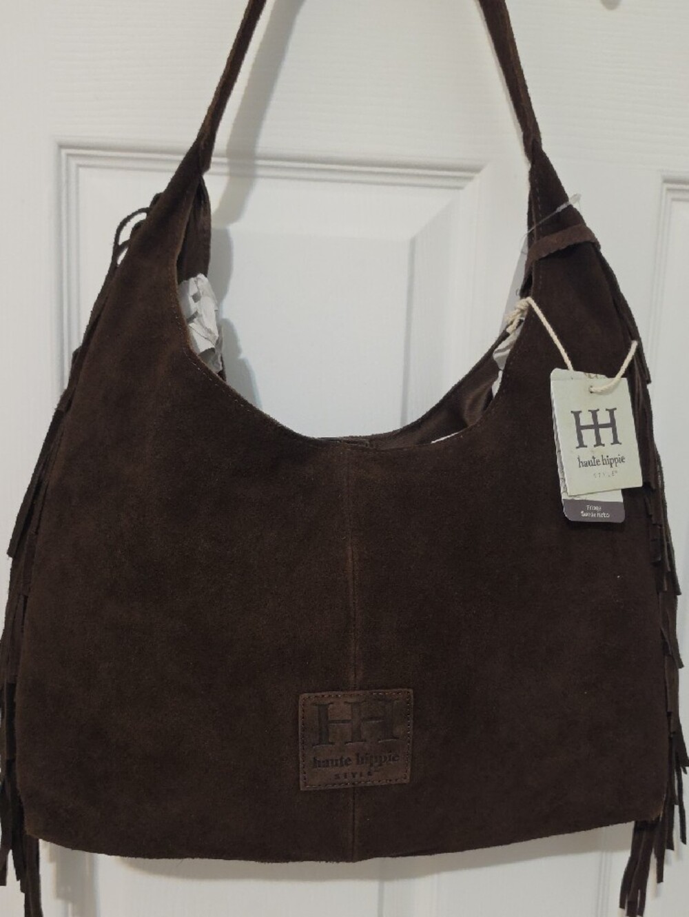 Haute Hippie Suede Fringe Shoulder Bag - Dark Brown - Picture 2 of 10